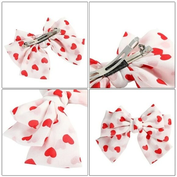Oversized Hearts Bow French Barrette Hair Clip - Picture 11 of 14